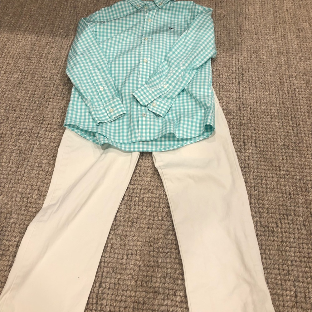 Boys Vineyard Vines Shirt and Breaker Pants.
